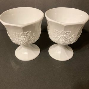 Vintage Indiana Colony Harvest Bowl Vase Grapes & Leaves